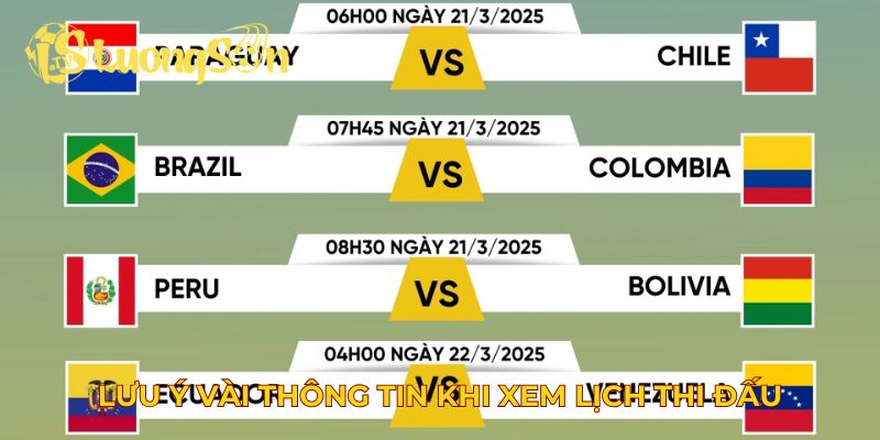 Lưu ý vài thông tin khi xem lịch thi đấu